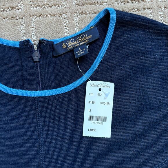 Brooks Brothers Navy Blue Dress with Light Blue Trim - Picture 3 of 8